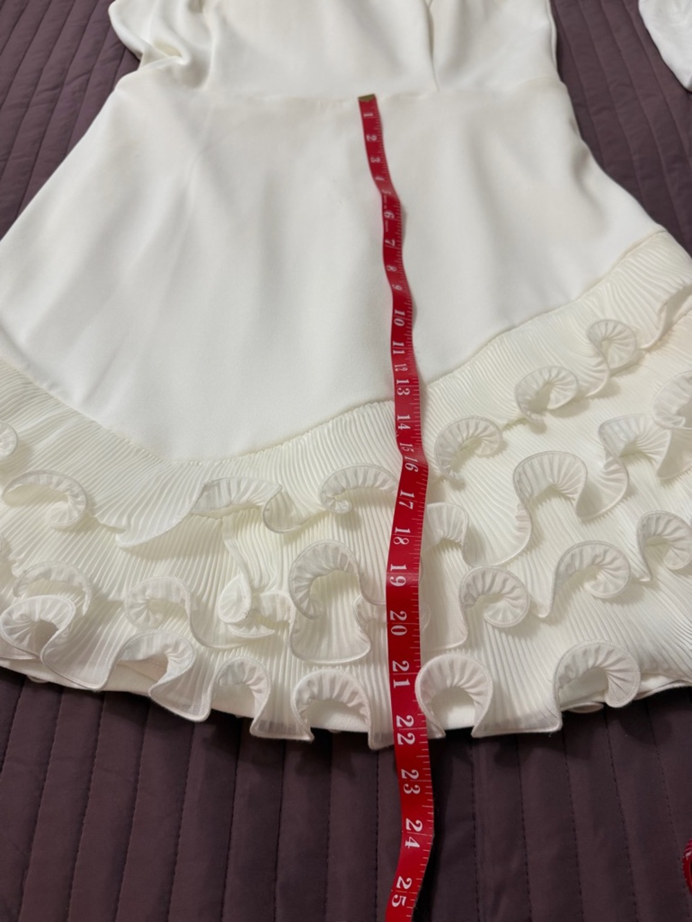 Guess White Halter Mini Dress with Textured Ruffle Hem - Picture 9 of 11